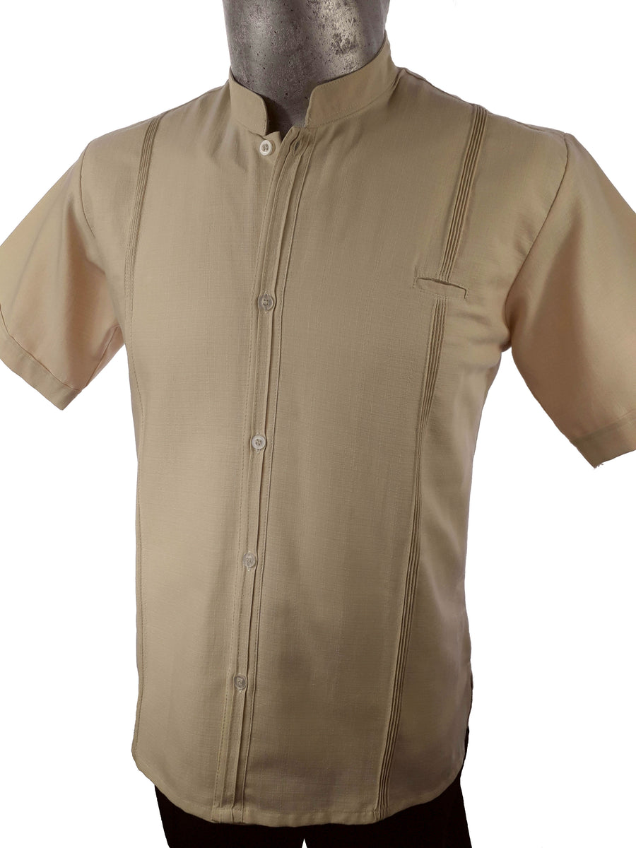 Guayabera Filipina de Lino Cuello Mao Beige iq shop mx