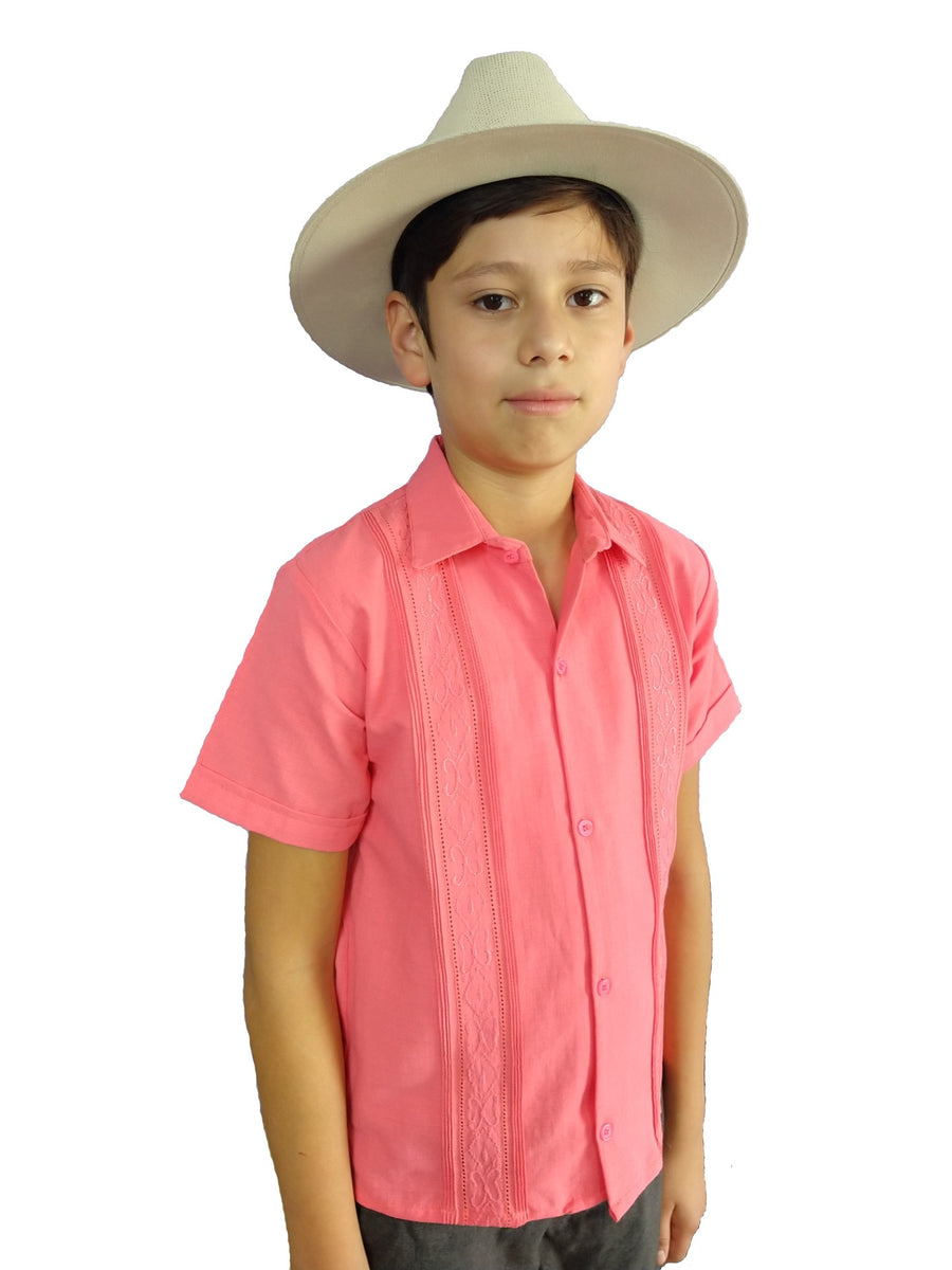 Guayabera de Lino Picueta Coral Para Niño – iq shop mx