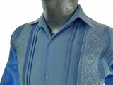 Guayabera Henry manga larga Celeste