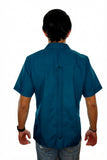 Guayabera Clásica Azul Petróleo de Algodón Manga Corta