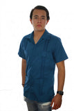 Guayabera Clásica Azul Petróleo de Algodón Manga Corta