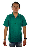 Guayabera Clásica Verde Jade de Algodón Manga Corta