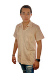 Guayabera Clásica Arena de Algodón Manga Corta