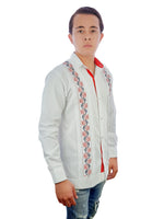 Guayabera de lino con bordado modelo Julián manga larga