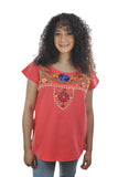 Blusa bordada de lino para dama Coral