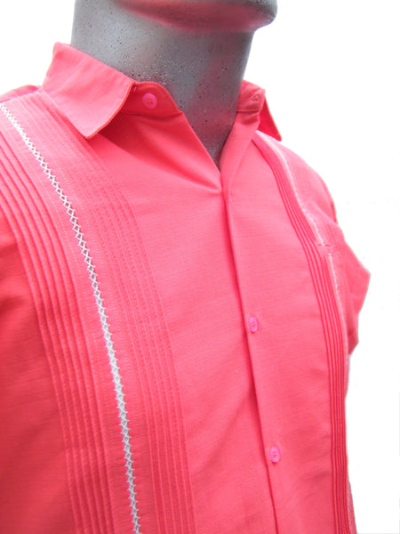 Guayabera de Lino Picueta Coral Para Niño - Main Image