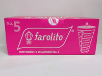 Veladora Farolito Refa No. 5 (Caja de 10 piezas c/u)