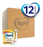 Papel Higiénico Regio Almond Touch 4piezas (Caja con 12 paquetes de 4 c/u)