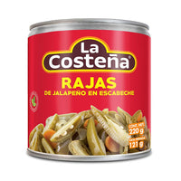 Chile Jalapeño rajas La Costeña 220 g (Caja con 48 latas de 220g c/u)