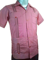 Guayabera Clásica Palo de Rosa de Algodón Manga Corta