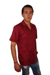 Guayabera Clásica Vino de Algodón Manga Corta