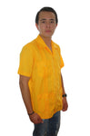 Guayabera Clásica  Amarillo Canario de Algodón Manga Corta