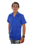 Guayabera Clásica Azul Rey de Algodón Manga Corta