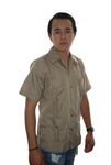 Guayabera Clásica Caqui de Algodón Manga Corta