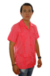 Guayabera Clásica Coral de Algodón Manga Corta