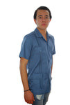 Guayabera Clásica Gris Oxford de Algodón Manga Corta