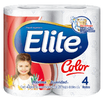 Papel Higiénico Elite Color 4 rollos (Caja con 10 paquetes de 4 c/u)