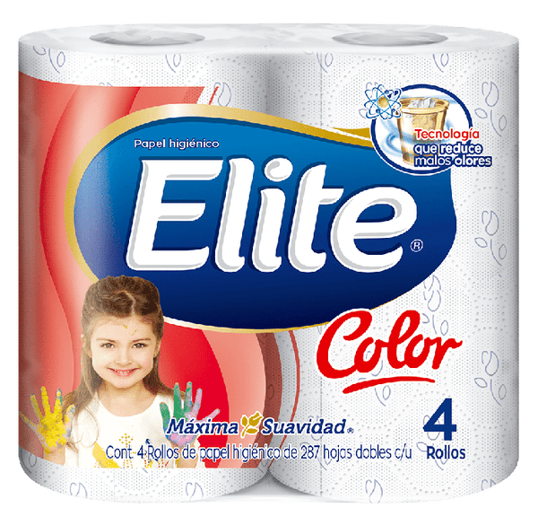 Papel Higiénico Elite Color 4 rollos (Caja con 10 paquetes de 4 c/u)