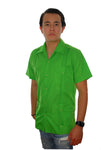 Guayabera Clásica Verde Limón de Algodón Manga Corta